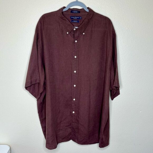 Daniel Cremieux Linen Brown Tailored Fit Button Down Short Sleeve Shirt Men 3X - Picture 12 of 12